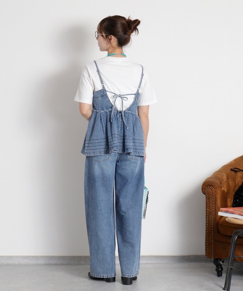 cepo（セポ）の「暑い夏を乗り切る、快適デニム〈接触冷感 / UVカット〉ICE リネンデニムビスチェ セットアップ対応可能（キャミソール・レディース・ブルー系2/オフホワイト/ブルー系3・M）」の5枚目の写真