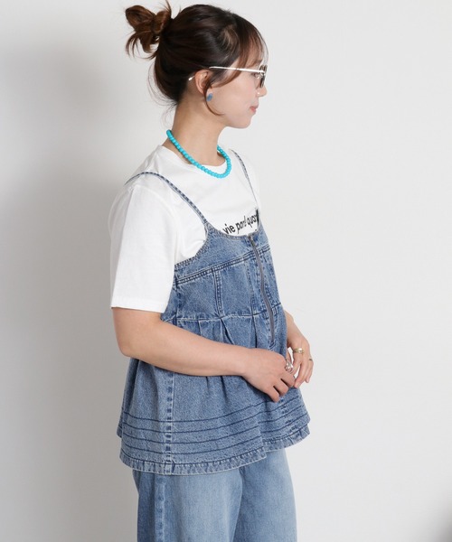 cepo（セポ）の「暑い夏を乗り切る、快適デニム〈接触冷感 / UVカット〉ICE リネンデニムビスチェ セットアップ対応可能（キャミソール・レディース・ブルー系2/オフホワイト/ブルー系3・M）」の14枚目の写真