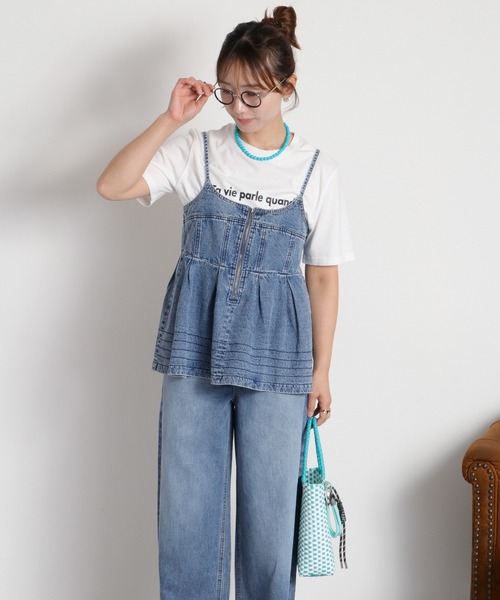 cepo（セポ）の「暑い夏を乗り切る、快適デニム〈接触冷感 / UVカット〉ICE リネンデニムビスチェ セットアップ対応可能（キャミソール・レディース・ブルー系2/オフホワイト/ブルー系3・M）」の16枚目の写真