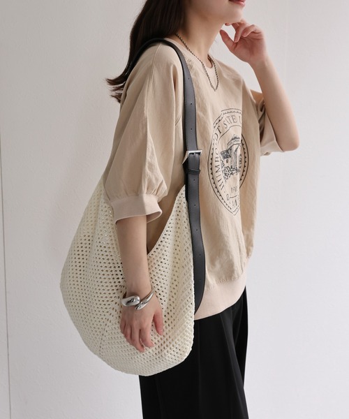 カギ編みメッシュショルダーBAG / ポーチ付き