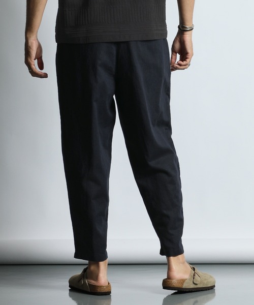 The DUFFER of ST.GEORGE（ザダファーオブセントジョージ）の「LINEN BLEND WEBBING BELT WIDE PT：リネンブレンド 綿麻素材 ワイドテーパード リラックスパンツ（その他パンツ・メンズ・ブラック/ネイビー/チャコールグレー・MEDIUM/X-LARGE/SMALL/LARGE）」の8枚目の写真