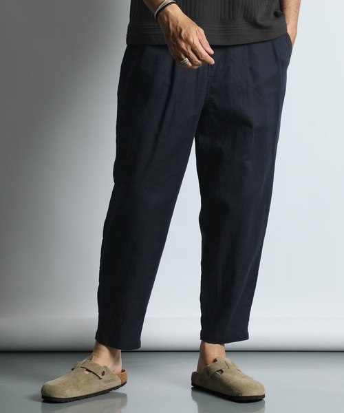 The DUFFER of ST.GEORGE（ザダファーオブセントジョージ）の「LINEN BLEND WEBBING BELT WIDE PT：リネンブレンド 綿麻素材 ワイドテーパード リラックスパンツ（その他パンツ・メンズ・ブラック/ネイビー/チャコールグレー・MEDIUM/X-LARGE/SMALL/LARGE）」の17枚目の写真