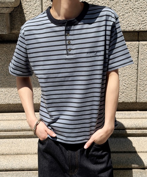 kutir(クティール)の「ASSORTED HENLEY NECK SILVER BUTTON TEE/アソートヘンリーネックシルバーボタンTEE(Tシャツ/カットソー・メンズ・ブラック/ネイビー/グレー/カーキ/杢グレー/ボルドー・LARGE/MEDIUM)」の5枚目の写真