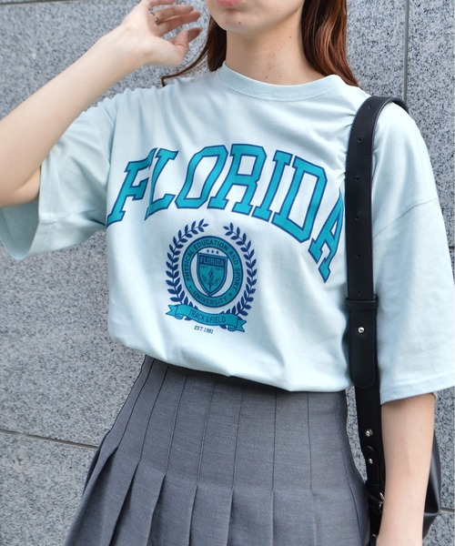 DOUBLE STEAL（ダブルスティール）の「フロリダTシャツ（Tシャツ/カットソー・レディース・グレー/ホワイト・FREE）」の2枚目の写真