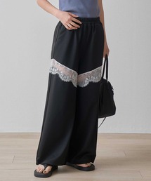 Fetchcollection（フェッチコレクション）の「250g　裏毛　仿綿 裏毛＊レース切替 ワイドパンツ（スウェットパンツ）」