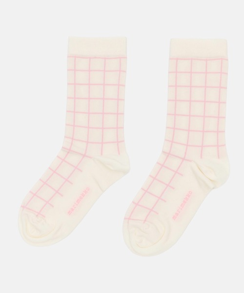 marimekko(マリメッコ)の「Linjaus Pikku Ruutu / Socks(ソックス/靴下・レディース・ダークパープル/ホワイト・35/39)」の1枚目の写真
