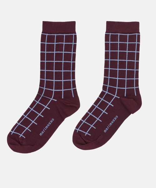marimekko(マリメッコ)の「Linjaus Pikku Ruutu / Socks(ソックス/靴下・レディース・ダークパープル/ホワイト・35/39)」の2枚目の写真
