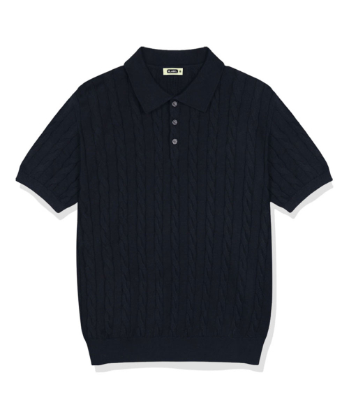 BASIC LABEL（ベーシックラベル）の「Miro Cable Button Collar Short-Sleeve Knit 4 Color [BLSK_0001]（Tシャツ/カットソー・レディース・ネイビー/グリーン/バーガンディー/ブラック・SMALL/MEDIUM/LARGE/X-LARGE）」の7枚目の写真