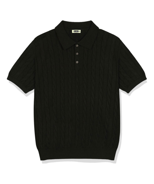 BASIC LABEL（ベーシックラベル）の「Miro Cable Button Collar Short-Sleeve Knit 4 Color [BLSK_0001]（Tシャツ/カットソー・レディース・ネイビー/グリーン/バーガンディー/ブラック・SMALL/MEDIUM/LARGE/X-LARGE）」の8枚目の写真
