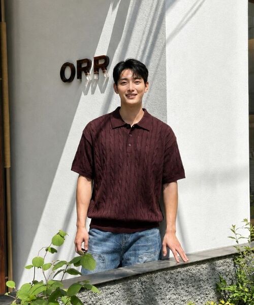 BASIC LABEL（ベーシックラベル）の「Miro Cable Button Collar Short-Sleeve Knit 4 Color [BLSK_0001]（Tシャツ/カットソー・レディース・ネイビー/グリーン/バーガンディー/ブラック・SMALL/MEDIUM/LARGE/X-LARGE）」の10枚目の写真