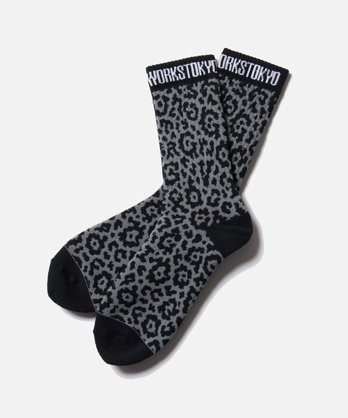 VIRGOwearworks(ヴァルゴウェアワークス)の「VGW LEOPARD SOCKS(ソックス/靴下・メンズ・イエロー/チャコールグレー/グリーン・FREE)」の1枚目の写真