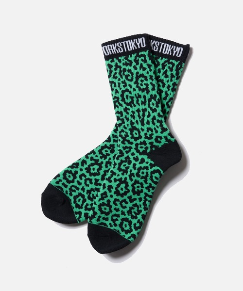 VIRGOwearworks(ヴァルゴウェアワークス)の「VGW LEOPARD SOCKS(ソックス/靴下・メンズ・イエロー/チャコールグレー/グリーン・FREE)」の2枚目の写真