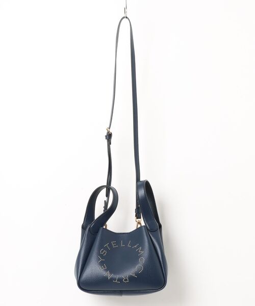 STELLA McCARTNEY（ステラマッカートニー）の「Logo Double Top Handle Crossbody Bag / ロゴ ダブルトップハンドル クロスボディバッグ（ショルダーバッグ・レディース・ピンクベージュ/ネイビー・ONE SIZE）」の2枚目の写真