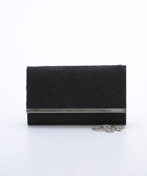Cupid Heart(キューピッドハート)の「【Cupid Heart】結婚式用!レースクラッチbag(クラッチバッグ・レディース・ブラック・MEDIUM)」の1枚目の写真