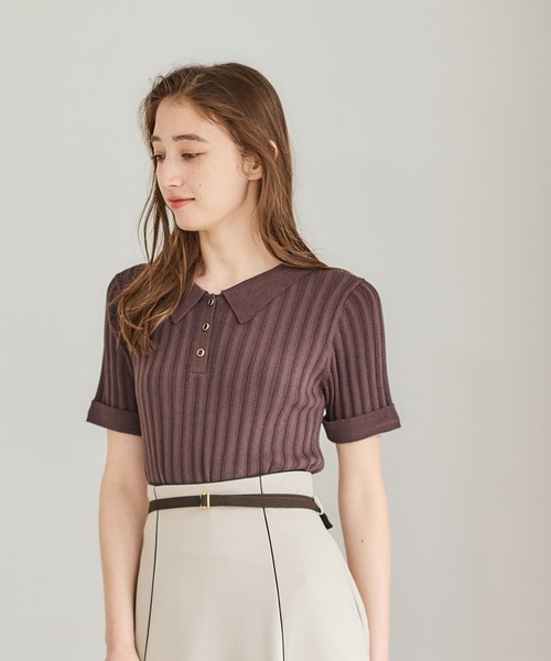 12Twelve Agenda(トゥエルブ アジェンダ)の「ランダムリブポロニットプルオーバー(ニット/セーター・レディース・ブラウン/ブラック/チャコールグレー・M)」の14枚目の写真