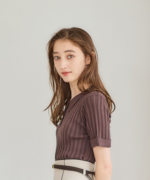 12Twelve Agenda(トゥエルブ アジェンダ)の「ランダムリブポロニットプルオーバー(ニット/セーター・レディース・ブラウン/ブラック/チャコールグレー・M)」の13枚目の写真