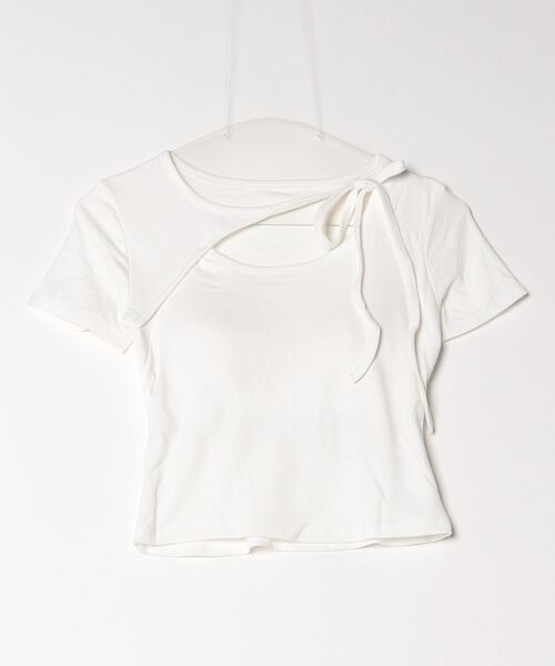 CeLess(セレス)の「Nuance Cutout Short Top / ニュアンスカットアウトショートトップス(Tシャツ/カットソー・レディース・ホワイト/グレー・FREE)」の20枚目の写真