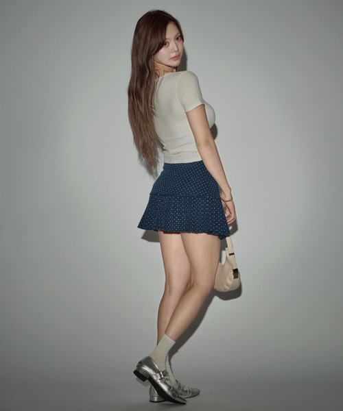 CeLess(セレス)の「Nuance Cutout Short Top / ニュアンスカットアウトショートトップス(Tシャツ/カットソー・レディース・ホワイト/グレー・FREE)」の11枚目の写真