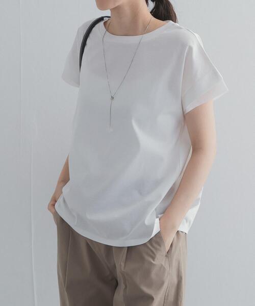 URBAN RESEARCH DOORS(アーバンリサーチドアーズ)の「シルケットコットンシアードッキングプルオーバー(Tシャツ/カットソー・レディース・ラベンダー/ネイビー/オフホワイト・FREE)」の8枚目の写真