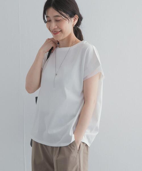 URBAN RESEARCH DOORS(アーバンリサーチドアーズ)の「シルケットコットンシアードッキングプルオーバー(Tシャツ/カットソー・レディース・ラベンダー/ネイビー/オフホワイト・FREE)」の9枚目の写真