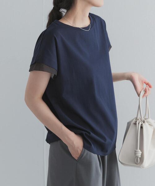 URBAN RESEARCH DOORS(アーバンリサーチドアーズ)の「シルケットコットンシアードッキングプルオーバー(Tシャツ/カットソー・レディース・ラベンダー/ネイビー/オフホワイト・FREE)」の14枚目の写真