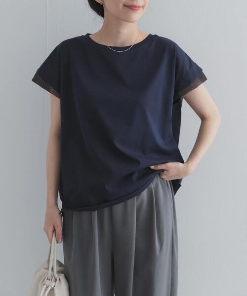 URBAN RESEARCH DOORS(アーバンリサーチドアーズ)の「シルケットコットンシアードッキングプルオーバー(Tシャツ/カットソー・レディース・ラベンダー/ネイビー/オフホワイト・FREE)」の15枚目の写真