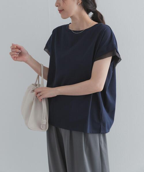 URBAN RESEARCH DOORS(アーバンリサーチドアーズ)の「シルケットコットンシアードッキングプルオーバー(Tシャツ/カットソー・レディース・ラベンダー/ネイビー/オフホワイト・FREE)」の18枚目の写真