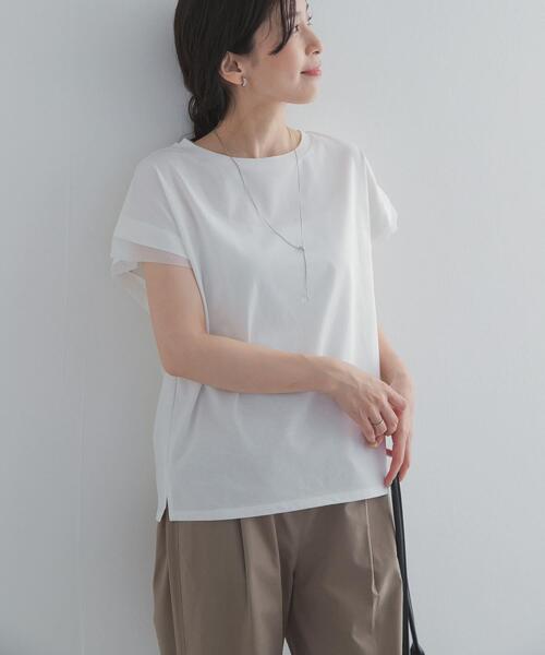 URBAN RESEARCH DOORS(アーバンリサーチドアーズ)の「シルケットコットンシアードッキングプルオーバー(Tシャツ/カットソー・レディース・ラベンダー/ネイビー/オフホワイト・FREE)」の4枚目の写真