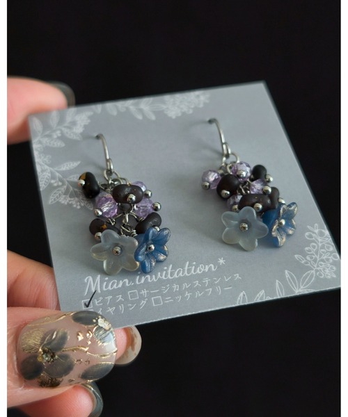 tone(トーン)の「【Mian.invitation】儚い色を映した花モチーフピアス|儚彩(MA)(ピアス(両耳用)・レディース・シルバー・FREE)」の15枚目の写真