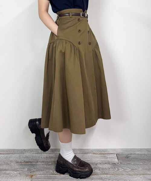 NICOLE CLUB(ニコル クラブ)の「ダブルボタンフレアスカート(スカート・レディース・ブラウン/ネイビー/ブラック・M)」の3枚目の写真