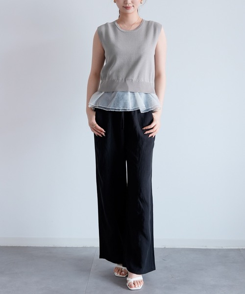 DRESS PLUS(ドレスプラス)の「テンセル混ワイドパンツ(その他パンツ・レディース・ブラック/アイボリー/ベージュ・L/M)」の22枚目の写真