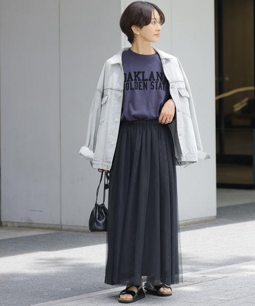JOURNAL STANDARD relume（ジャーナルスタンダード　レリューム）の「《WEB限定追加》ウォッシャブルチュールイージースカート（スカート・レディース・ブラック/チャコールグレー・FREE）」の3枚目の写真