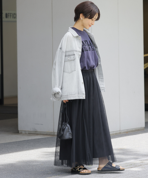 JOURNAL STANDARD relume（ジャーナルスタンダード　レリューム）の「《WEB限定追加》ウォッシャブルチュールイージースカート（スカート・レディース・ブラック/チャコールグレー・FREE）」の5枚目の写真