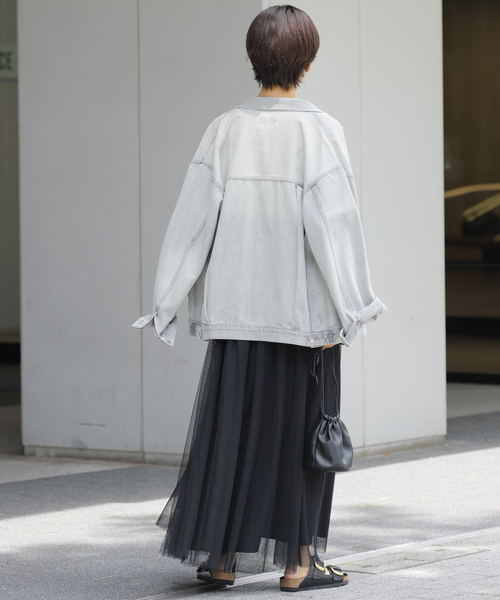 JOURNAL STANDARD relume（ジャーナルスタンダード　レリューム）の「《WEB限定追加》ウォッシャブルチュールイージースカート（スカート・レディース・ブラック/チャコールグレー・FREE）」の6枚目の写真