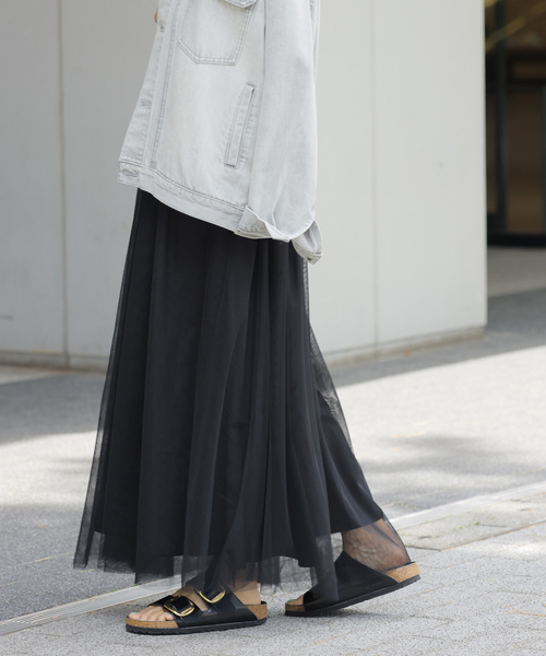JOURNAL STANDARD relume（ジャーナルスタンダード　レリューム）の「《WEB限定追加》ウォッシャブルチュールイージースカート（スカート・レディース・ブラック/チャコールグレー・FREE）」の10枚目の写真
