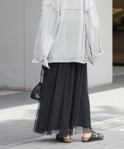 JOURNAL STANDARD relume（ジャーナルスタンダード　レリューム）の「《WEB限定追加》ウォッシャブルチュールイージースカート（スカート・レディース・ブラック/チャコールグレー・FREE）」の11枚目の写真