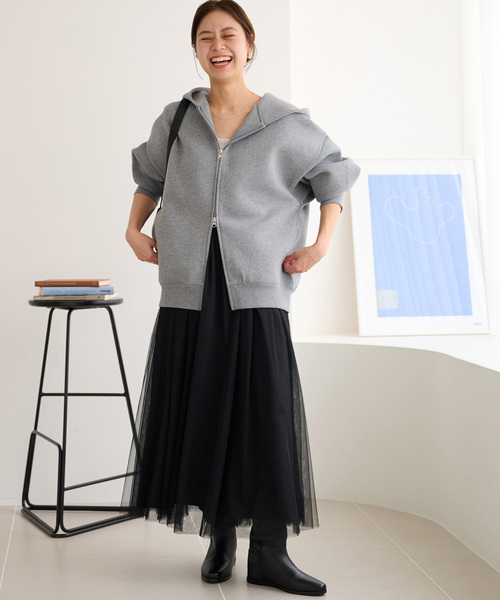JOURNAL STANDARD relume（ジャーナルスタンダード　レリューム）の「《WEB限定追加》ウォッシャブルチュールイージースカート（スカート・レディース・ブラック/チャコールグレー・FREE）」の18枚目の写真