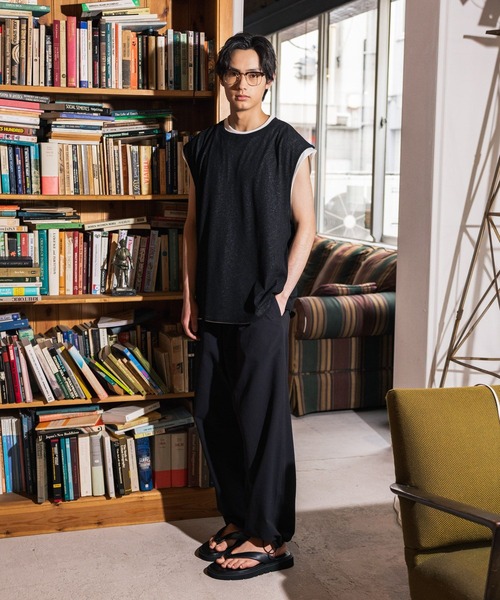 niko and...（ニコアンド）の「シアーレイヤードノースリーブ（その他トップス・メンズ・ブラック/アイボリー・MEDIUM/LARGE）」の9枚目の写真