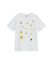 THEMUSEUMVISITOR（ザミュージアムビジター）の「YELLOW FLOWER PATCH T-SHIRT (WHITE)（Tシャツ/カットソー）」