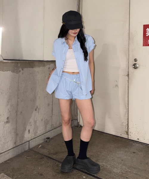 sedacle(セダクル)の「ラインストーンシャツマイクロパンツ(その他パンツ・メンズ・ライトブルー/ピンク・MEDIUM/SMALL)」の1枚目の写真
