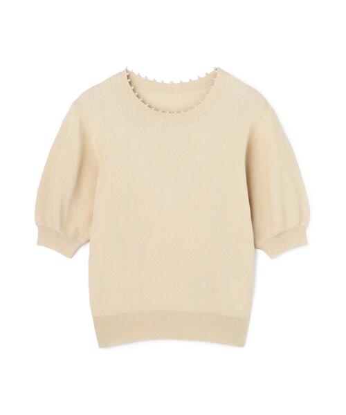 NATURAL BEAUTY BASIC(ナチュラルビューティーベーシック)の「パールネックプルオーバー(ニット/セーター・レディース・ネイビー/ピンク/ベージュ・フリ-)」の4枚目の写真