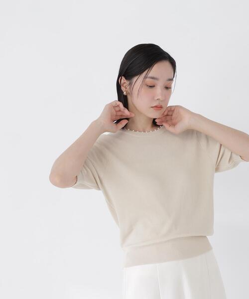 NATURAL BEAUTY BASIC(ナチュラルビューティーベーシック)の「パールネックプルオーバー(ニット/セーター・レディース・ネイビー/ピンク/ベージュ・フリ-)」の6枚目の写真