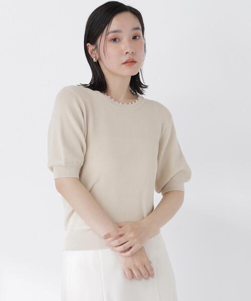 NATURAL BEAUTY BASIC(ナチュラルビューティーベーシック)の「パールネックプルオーバー(ニット/セーター・レディース・ネイビー/ピンク/ベージュ・フリ-)」の8枚目の写真