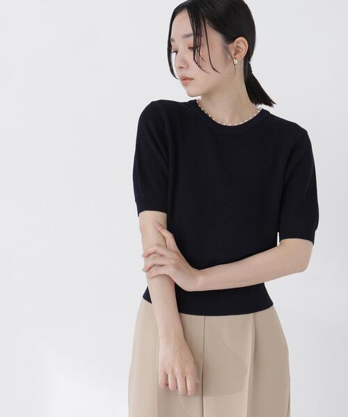 NATURAL BEAUTY BASIC(ナチュラルビューティーベーシック)の「パールネックプルオーバー(ニット/セーター・レディース・ネイビー/ピンク/ベージュ・フリ-)」の12枚目の写真