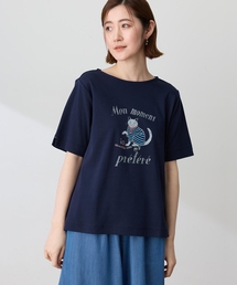 【イラストレーターコラボ】猫プリントTシャツ【接触冷感・UVカット・オーガニックコットンブレンド】