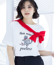 【イラストレーターコラボ】猫プリントTシャツ【接触冷感・UVカット・オーガニックコットンブレンド】
