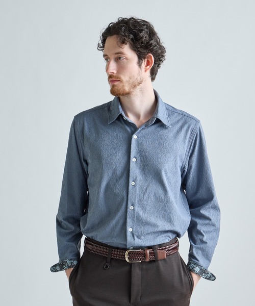 MEN'S BIGI(メンズビギ)の「トリコットジャージ ジャガードシャツ(シャツ/ブラウス・メンズ・ブルー/ブラック/ブラウン・03/04/02/01)」の21枚目の写真