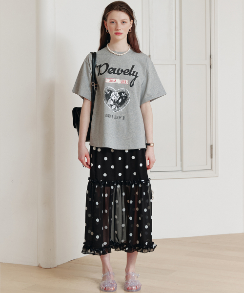 DEWEDEWE（デュイデュイ）の「デュイリーショートトップ（2カラー）（Tシャツ/カットソー・レディース・ネイビー/グレー・FREE）」の3枚目の写真