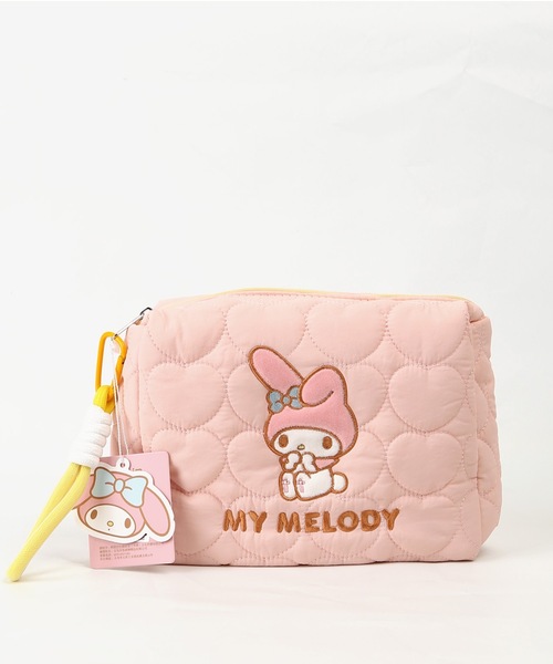 桃色わんこ♡サテンキルティングポーチ Bonjour Sagan｜ボンジュールサガン（キッズ）のポーチ（ピンク/桃色系
