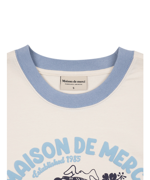 FABULOUS ARCHIVE(ファビュラスアーカイブ)の「ユニセックスオーバーサイズパピーサーフィンリンガー半袖Tシャツクリーム(FCE2TS401M)(Tシャツ/カットソー・レディース・クリーム・LARGE/MEDIUM/SMALL)」の3枚目の写真